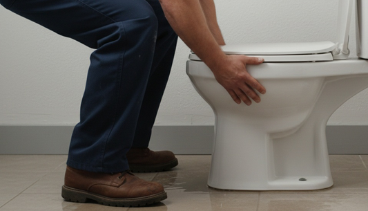 Person lifting a toilet