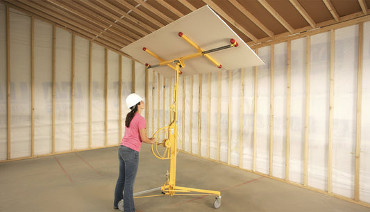 Woman using a Drywall or Sheetrock lift