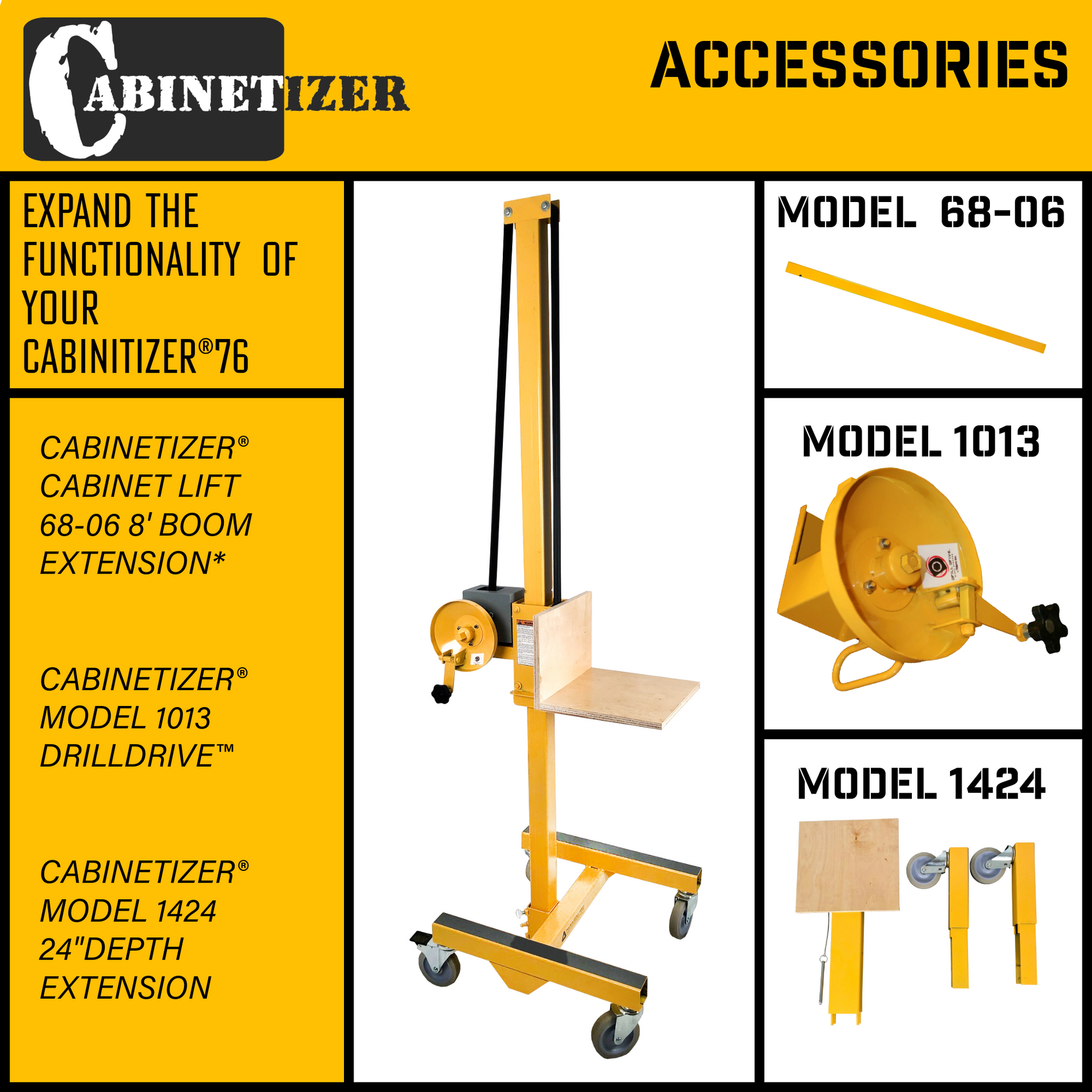 CABINETIZER® CABINET LIFT MODEL 76  300 LBS 6' - Paragon Pro