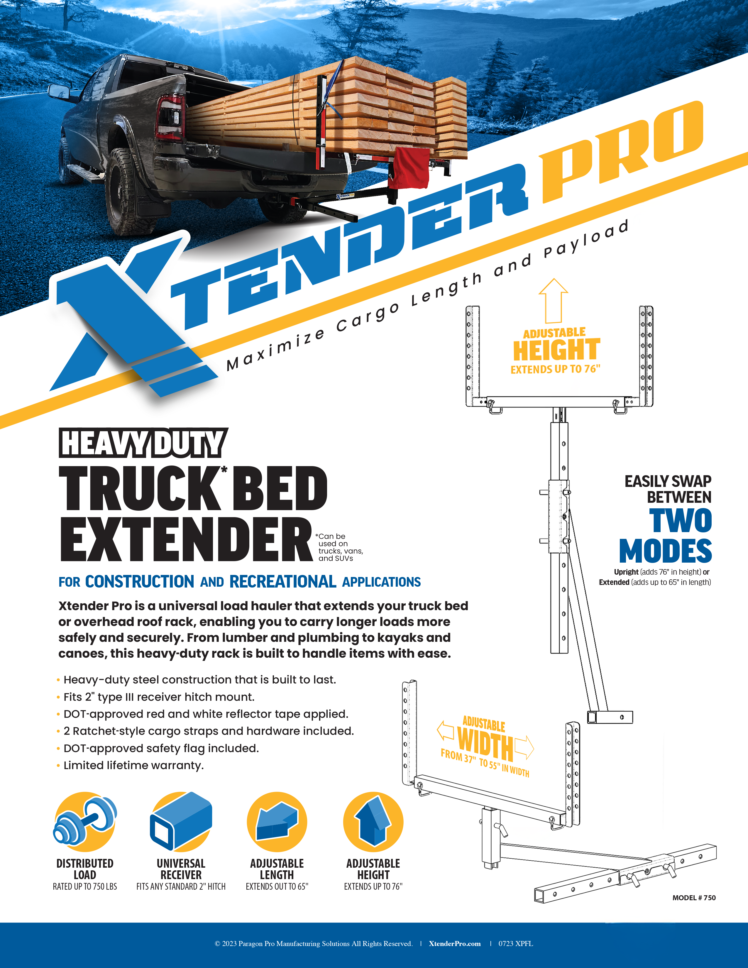 XTENDER® PRO 750 TRUCK BED EXTENDER 750 LBS
