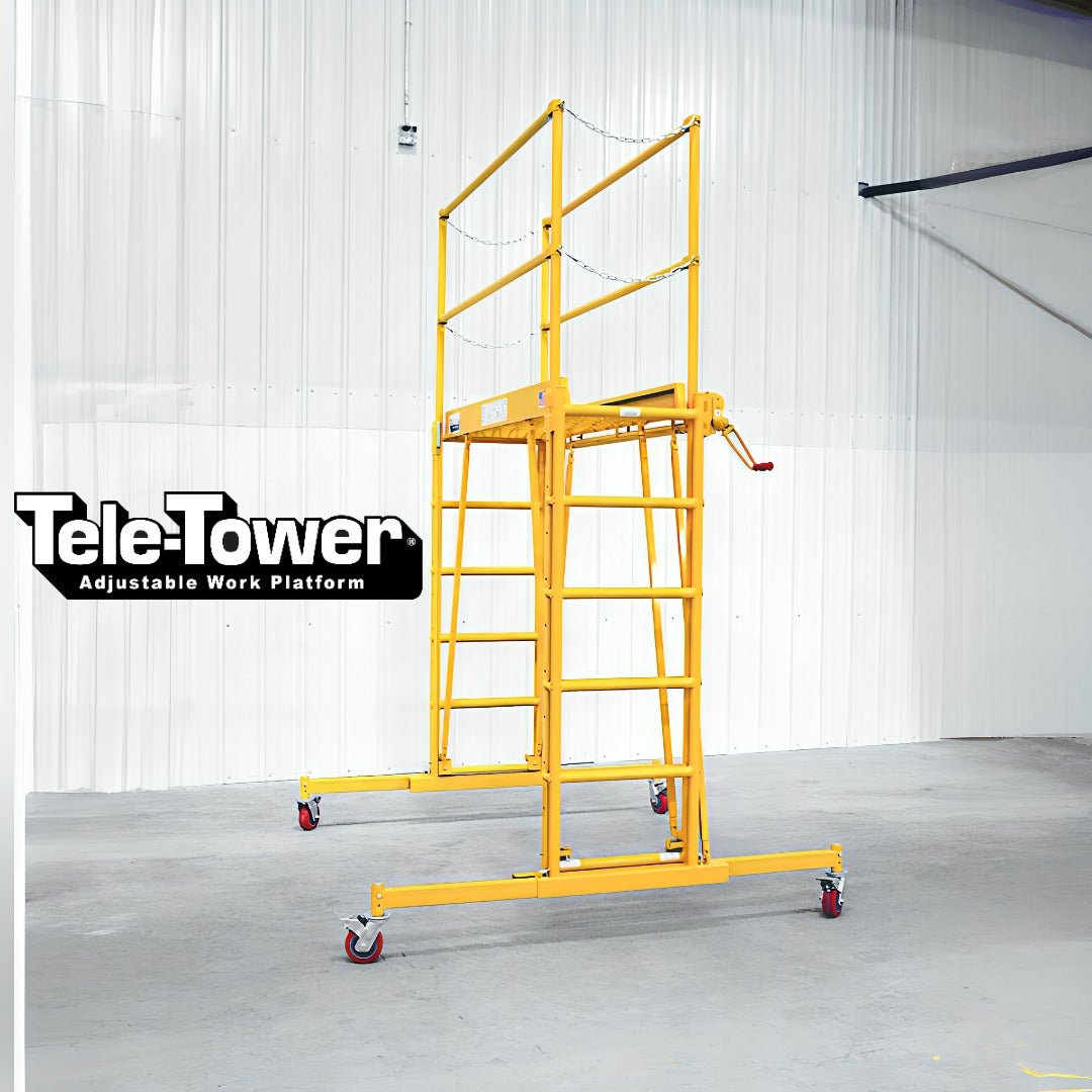 Tele Tower Adjustable Work Platform Model 1101 22 1000 Lbs 11 6 x22 Tele tower adjustable work platform model 1101 22 1000 lbs 11 6 x22