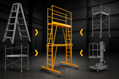 TELE-TOWER® MODEL 1101-2296 ADJUSTABLE WORK PLATFORM 1000 LBS 11' 8'X22" DECK SIZE